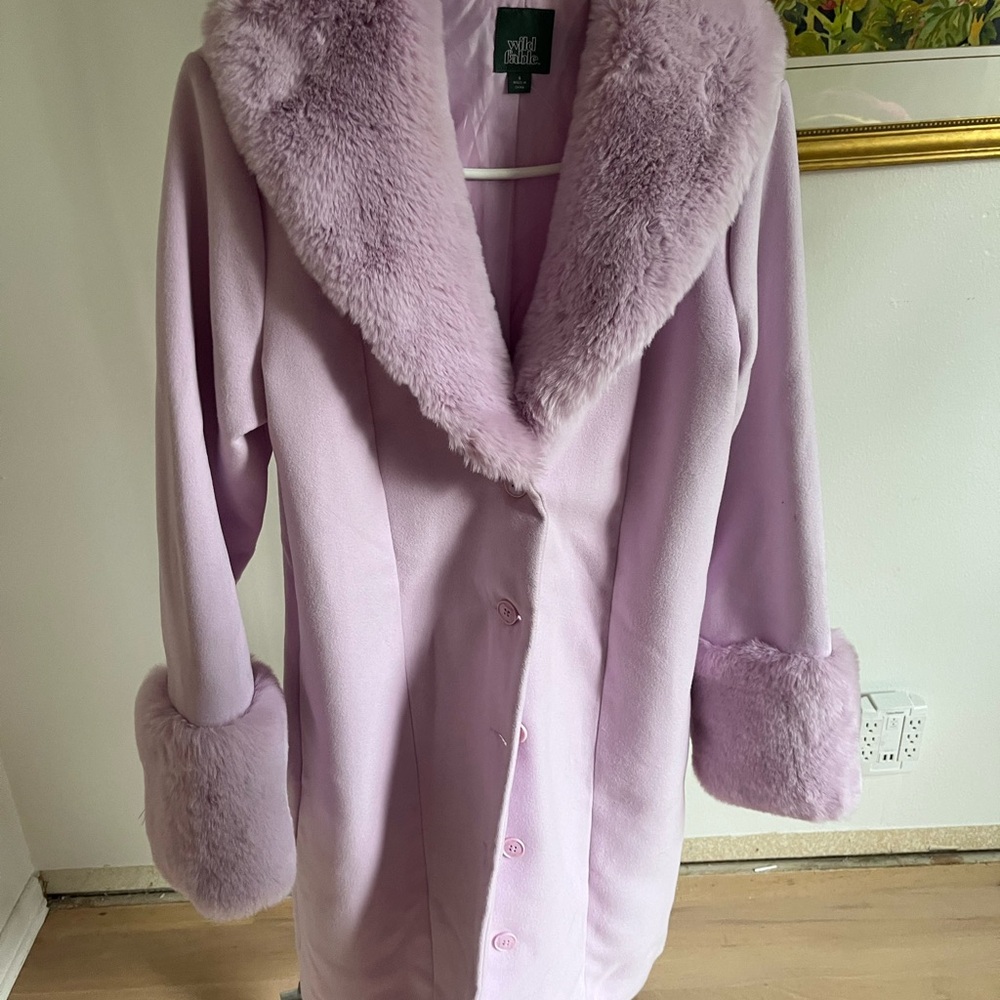Wild Fable Lilac Faux Fur Collar Coat
